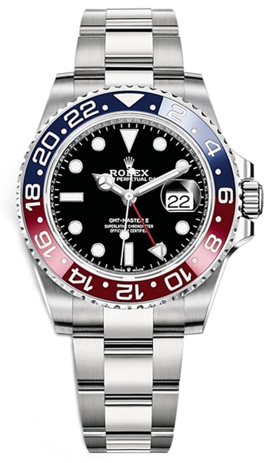 blue and red rolex watch