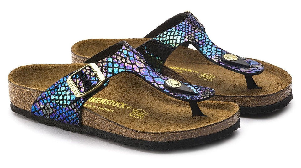 birkenstock mayari shiny snake black multicolor