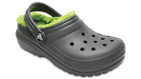 lined green crocs