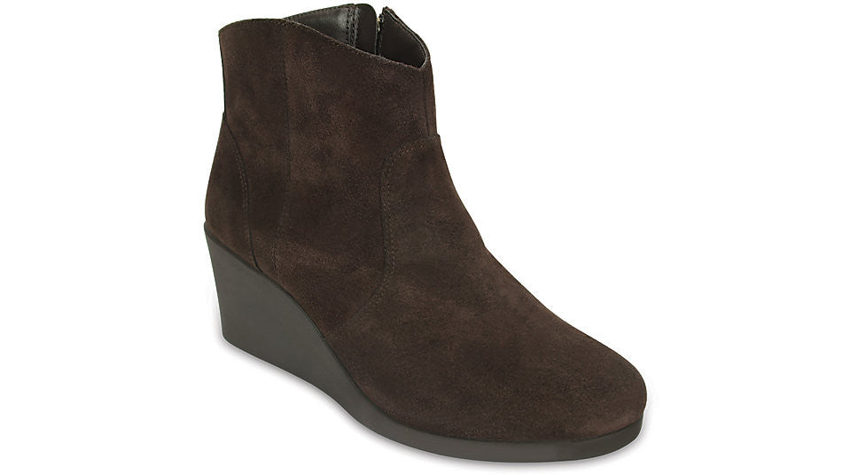 crocs leigh suede wedge bootie