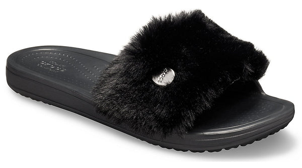 black crocs with fur