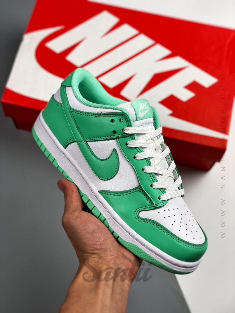 dunk low white green glow white