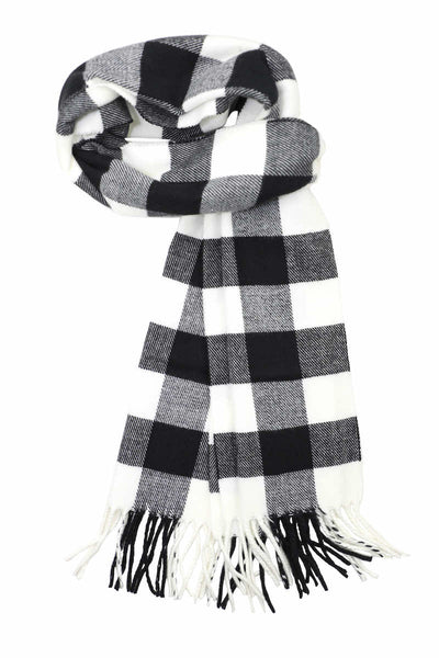 New Soft Cashmere Feel Plaid Check and Solid Winter Scarf 