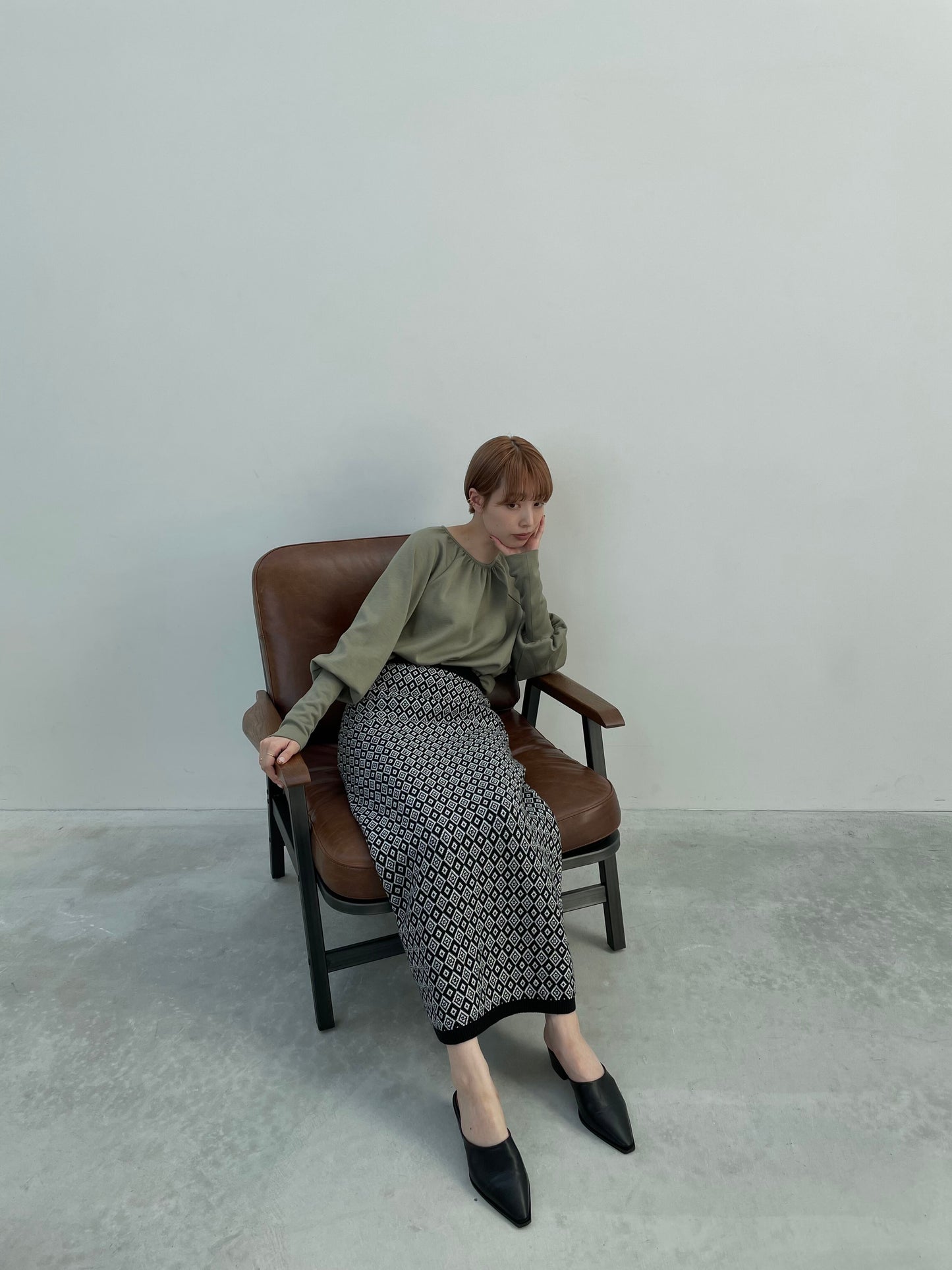 jacquard straight skirt