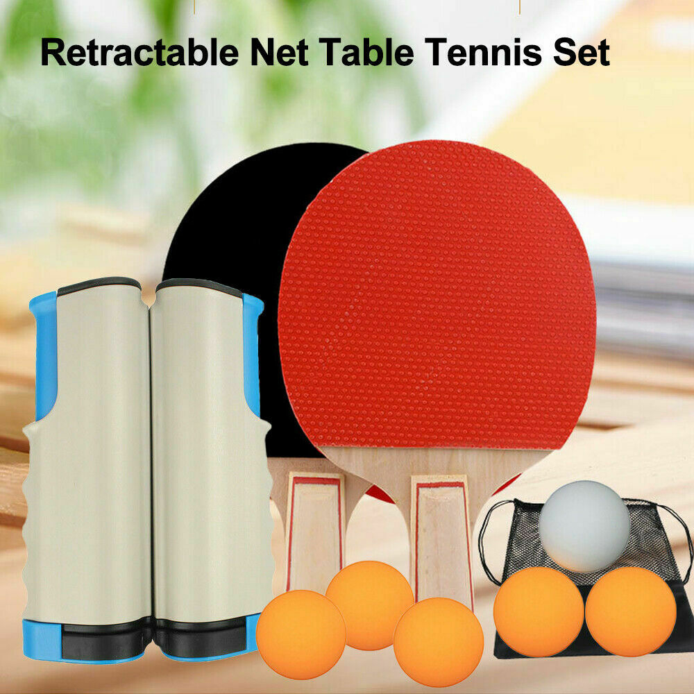 Instant Retractable Table Tennis Net Portable Ping Pong Set with Balls & Paddles 