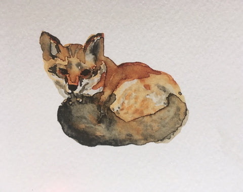 Fox, art room, watercolor illustration