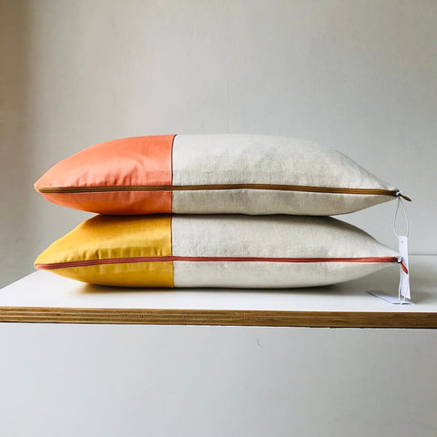 HETTI. Silk and linen sofa cushions, in bright colors, handmade from natural materials