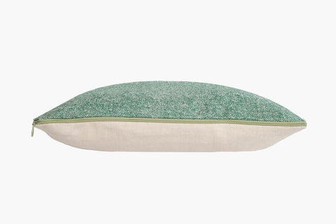 Cushion ROY made of green silk and beige linen, design from Berlin