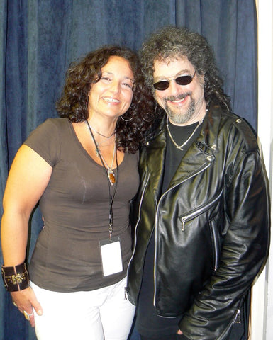 magic dick from the j. geils band with designer lisa cantalupo back stage after a concert