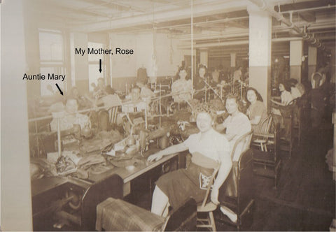 mother and aunt working in the factory in Boston, Massachusetts, seamstress, sample maker, factory worker