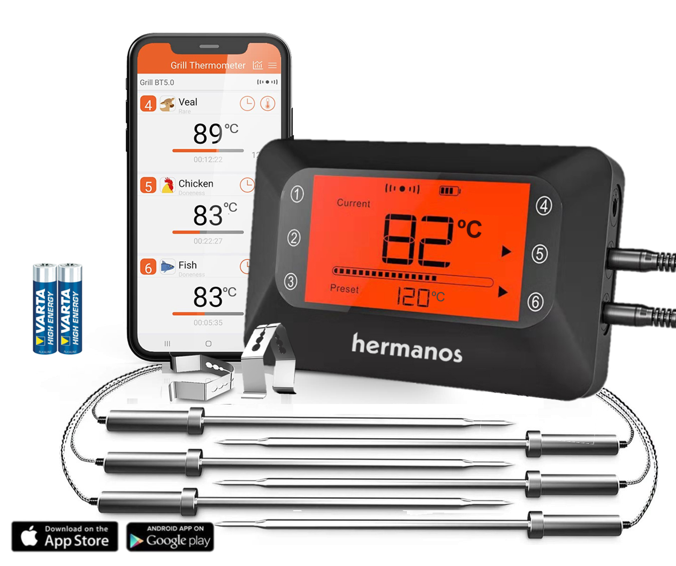 hout verlangen Ambitieus Barbecue Thermometer - 6 Probes - HBBQT03 – Hermanos Store