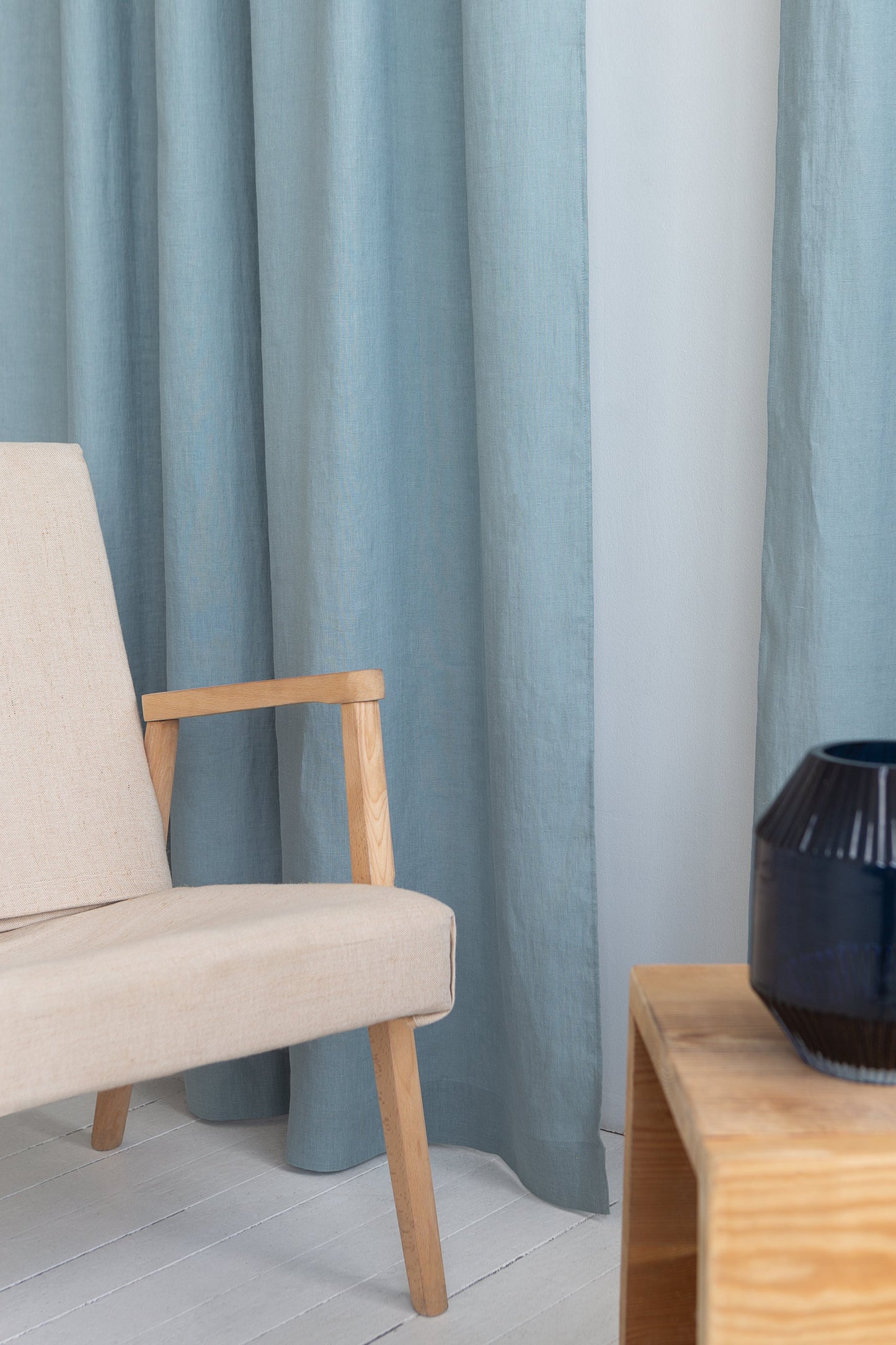 Linen Curtains & Drapes with Multi-functional Heading Tape in Greyish