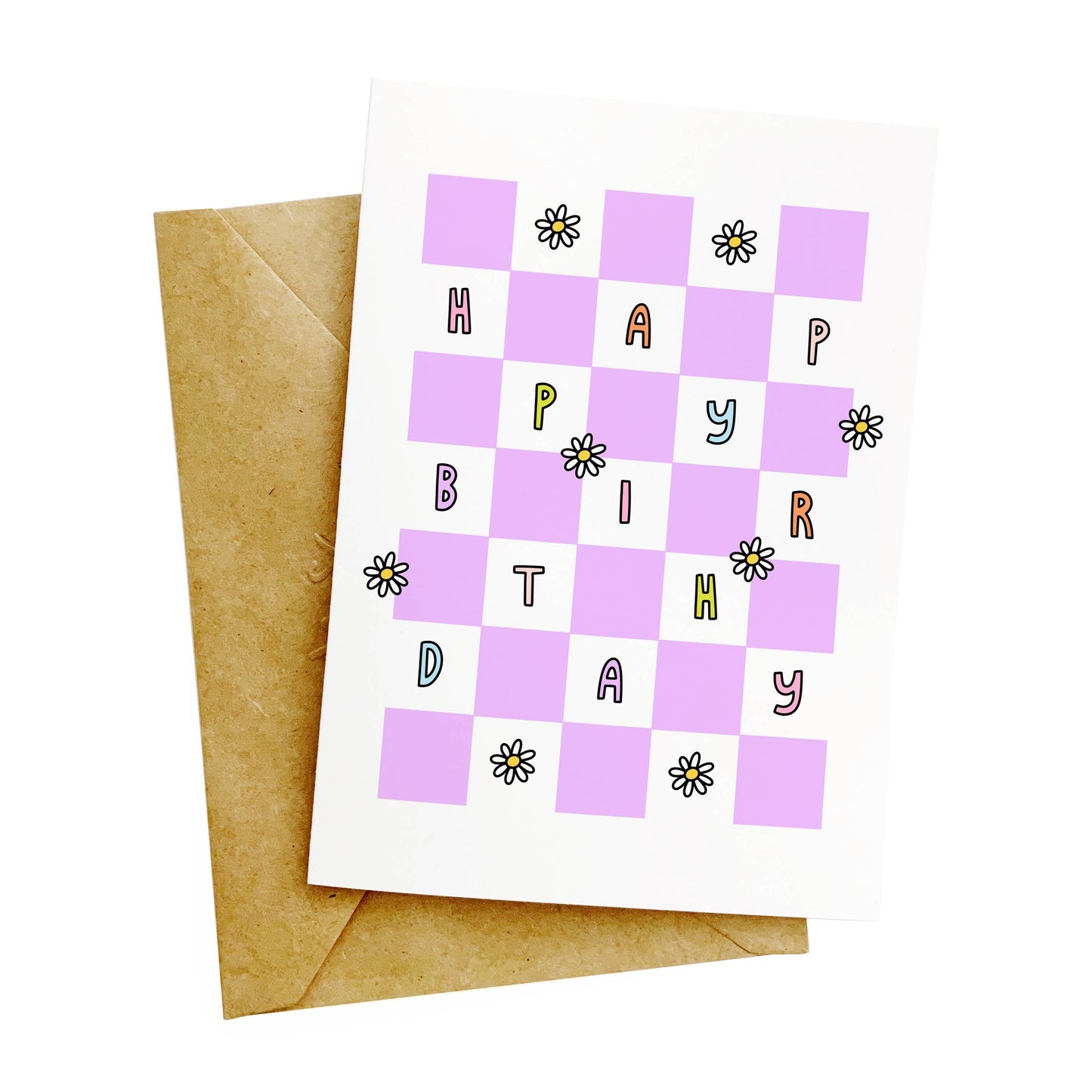 Happy Birthday Checkered Daisy Card - Gasp Winter Park