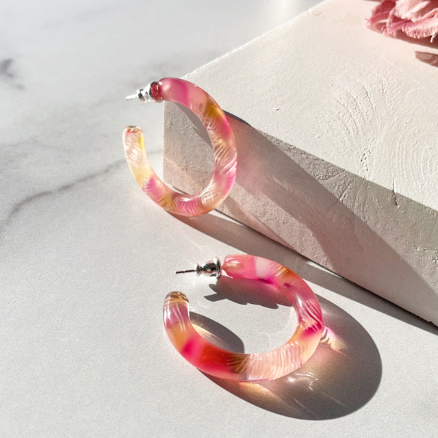 Chunky Round Resin Hoop Earrings - Gasp Winter Park
