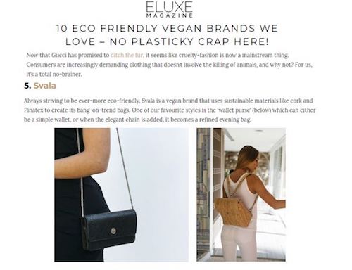 Svala luxury vegan brands in Eluxe 