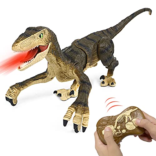 Remote Control Dinosaur Toys for Kids 2.4Ghz RC Dinosaur Robot Toys with Verisimilitude Sound Yellow
