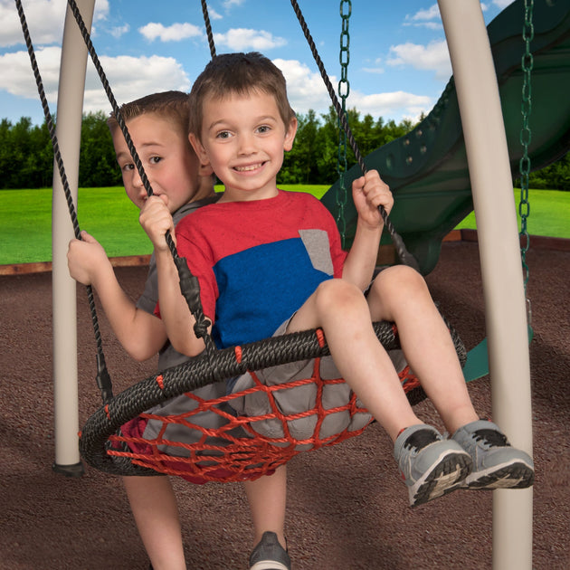 castle grey metal swing set