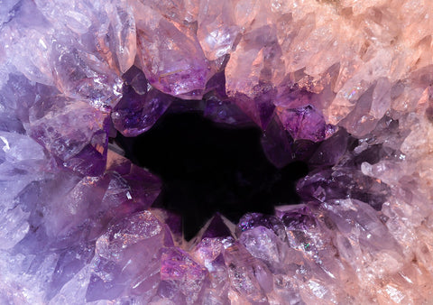 Purple amethyst geode macro image - February gemstone birthstone