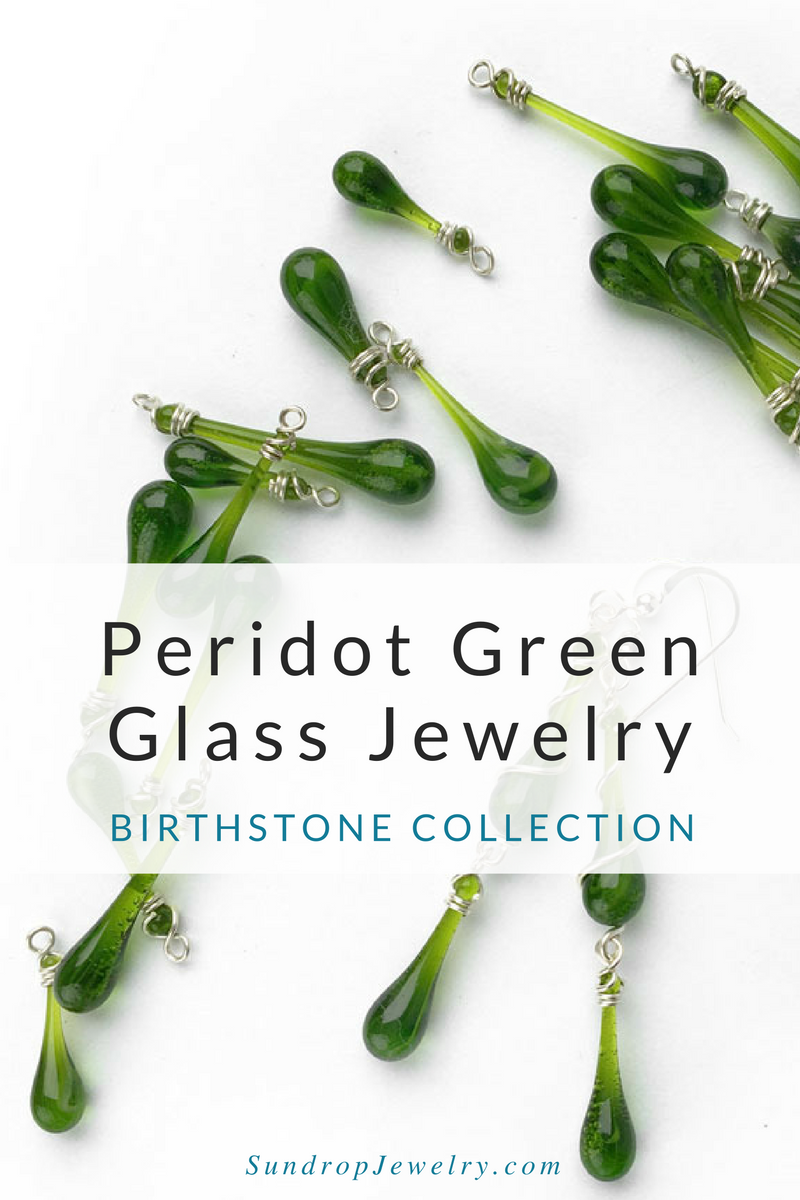 Peridot Green Glass Jewelry for August Birthstone Jewelry Collection by Sundrop Jewelry