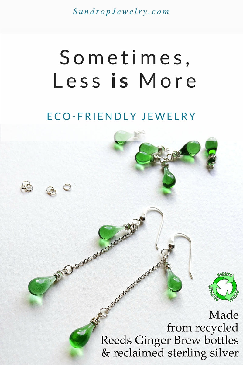 Eco Friendly Jewelry made from recycled bottles and recycled silver - Sometimes Less is More_by Sundrop Jewelry
