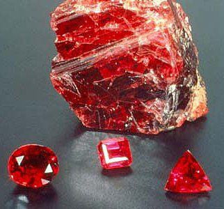 July birthstone: ruby crystal and gemstones