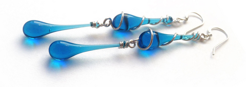 Turquoise Gemini Silver Spiral Earrings, the foundation of the Bohemian Collection by Sundrop Jewelry