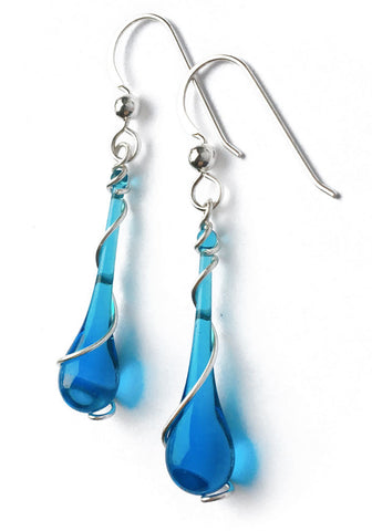 Turquoise blue glass earrings to match your favorite beach getaway!