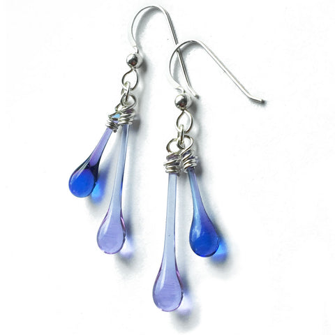 purple rain - lavender and ultraviolet sun-melted glass earrings