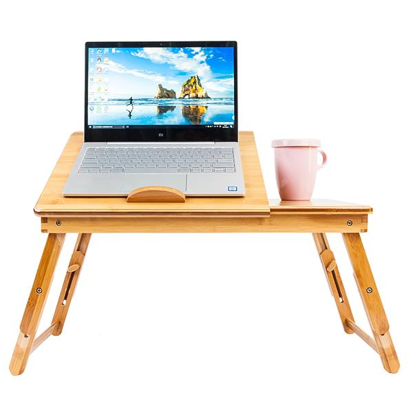 53cm Fashionable Sunflower Engraving Pattern Adjustable Bamboo Computer Desk Coffee 