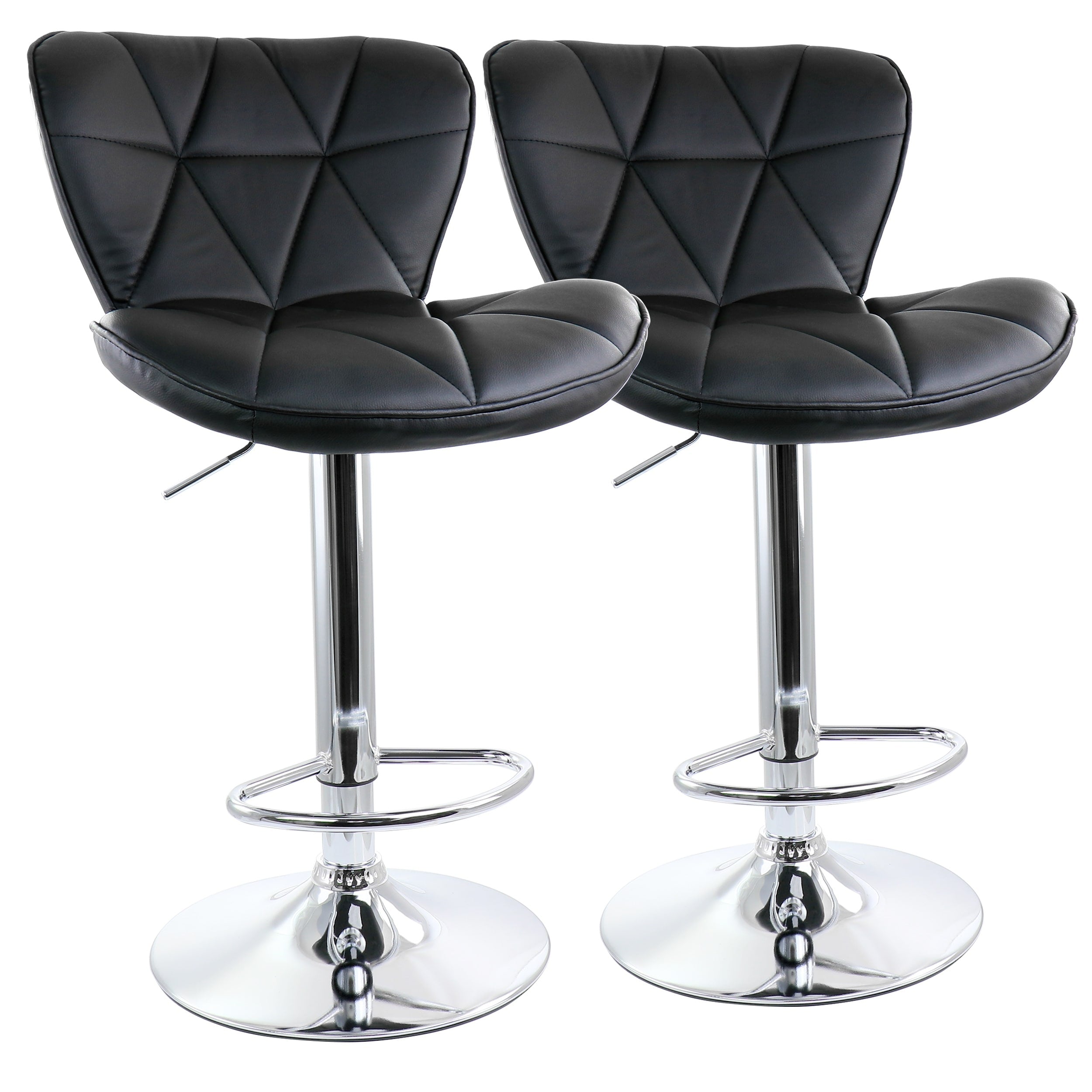 ELAMA 2 PIECE DIAMOND TUFTED FAUX LEATHER ADJUSTABLE BAR STOOL IN