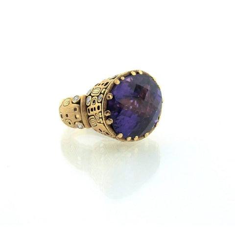 Alex Sepkus Amethyst Cityscape Ring with large oval cut amethyst