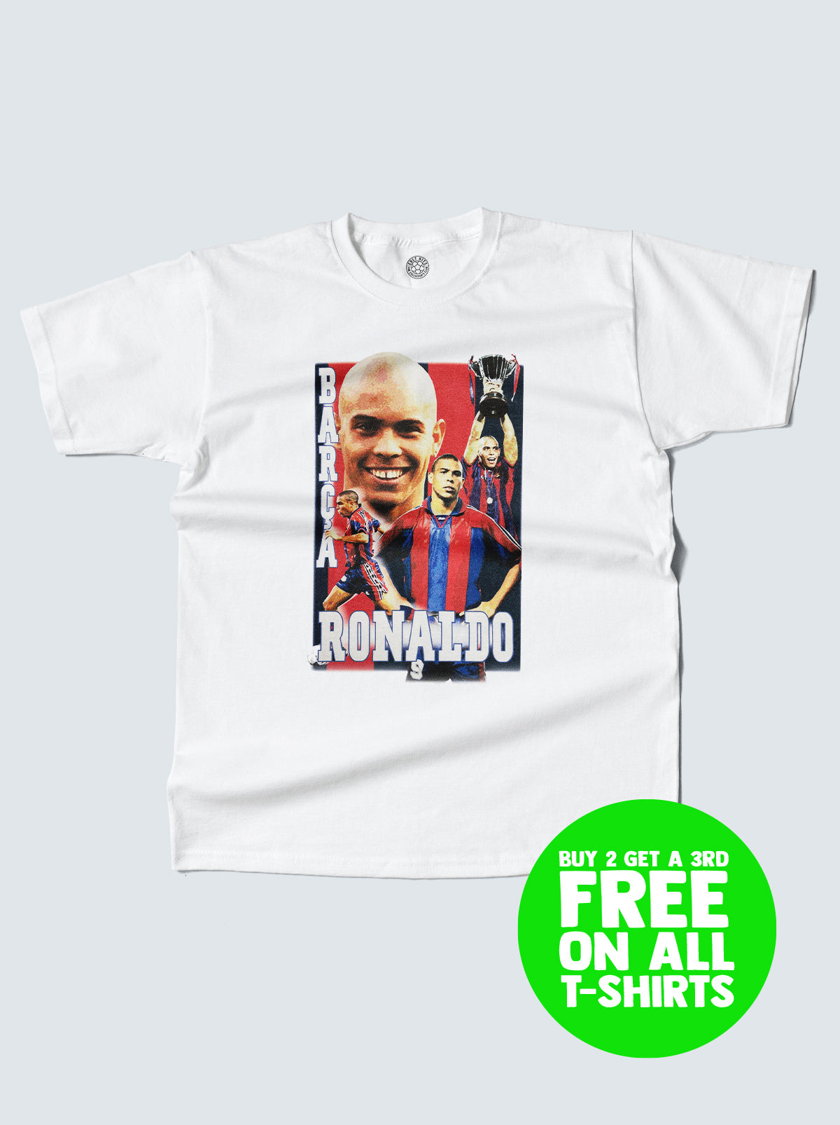 BARCA RONALDO BOOTLEG TEE, XXL / Barcelona / White