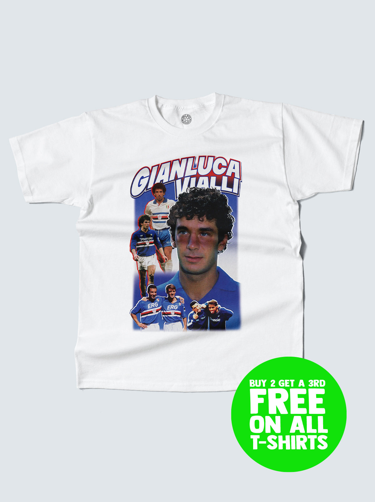 SAMPDORIA GIANLUCA VIALLI BOOTLEG TEE, XXL / Sampdoria / White