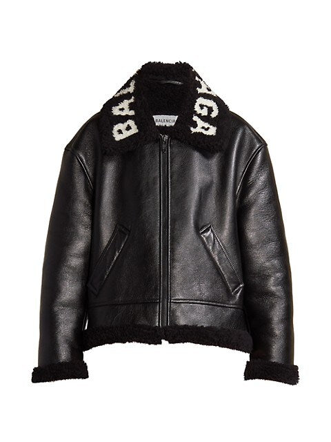 balenciaga leather jacket with fur collar