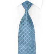 Trellis On Blue Rhinestone Silk Necktie