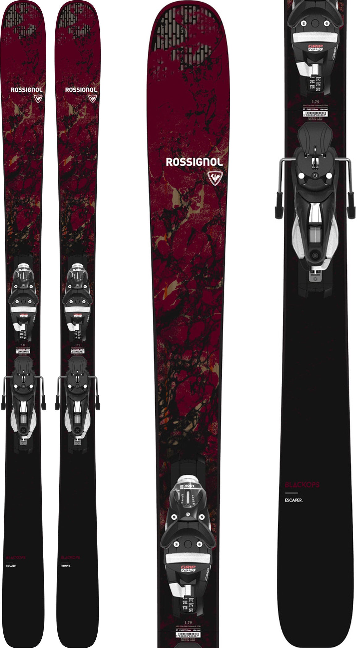 Rossignol Black Ops Escaper Mens Skis W/Look NX 12 GW Bindings Black 2