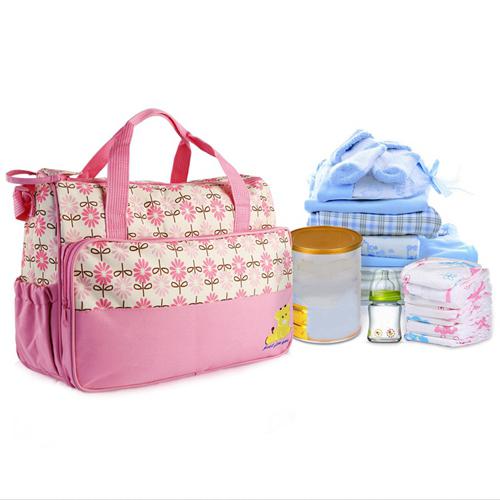 Maternity Bag Tote Bag For Baby Diaper Nappy Pad Bottle Compact Size 5 pcs/set L 