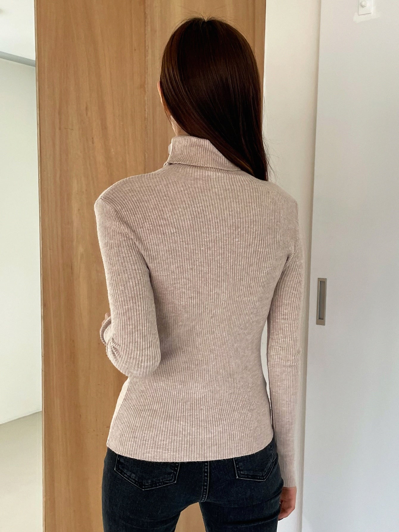 Ribbed Knit Turtleneck Sweater