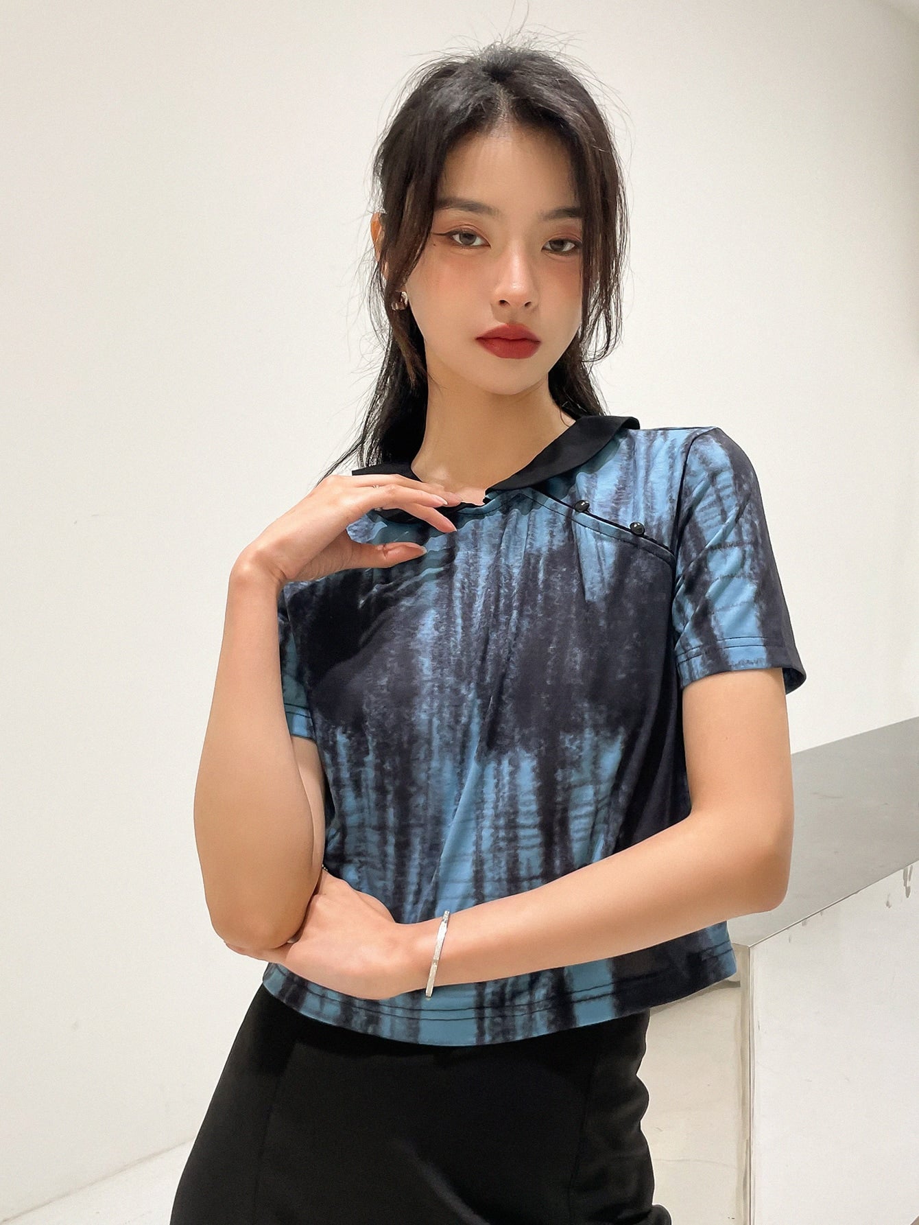 Tie Dye Button Front Tee