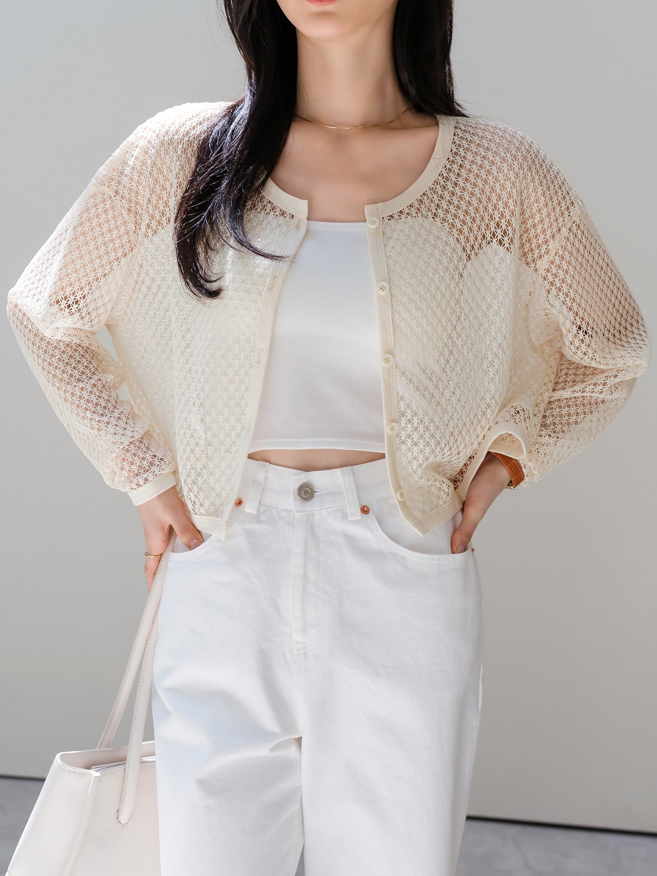 Hollow Out Drop Shoulder Top Without Camisole