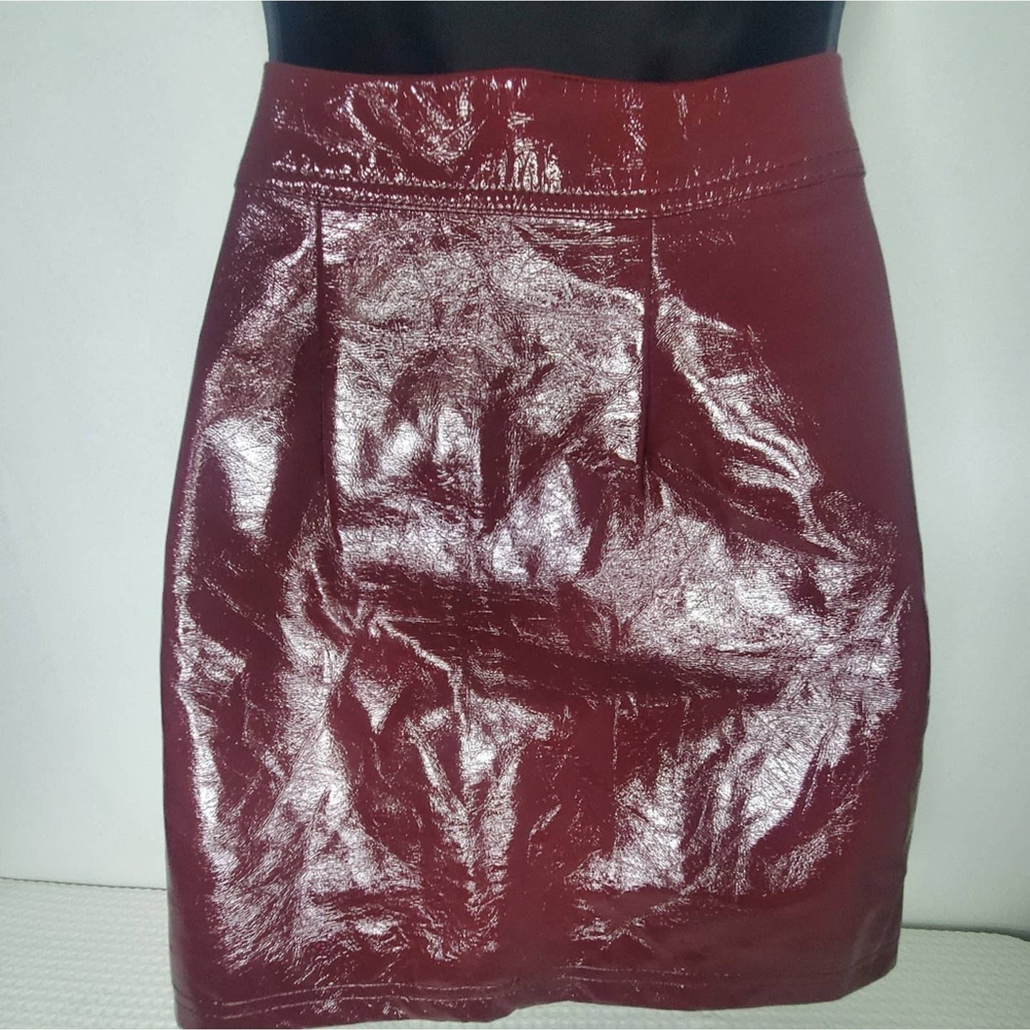 Wild Fable Small Dark Cherry Faux Leather Zipper Slip On Women Skirt