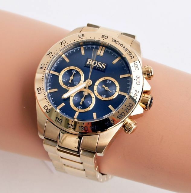 hugo boss ikon chronograph gold blue