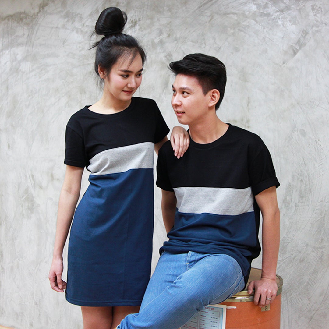 couple polo shirt and dress