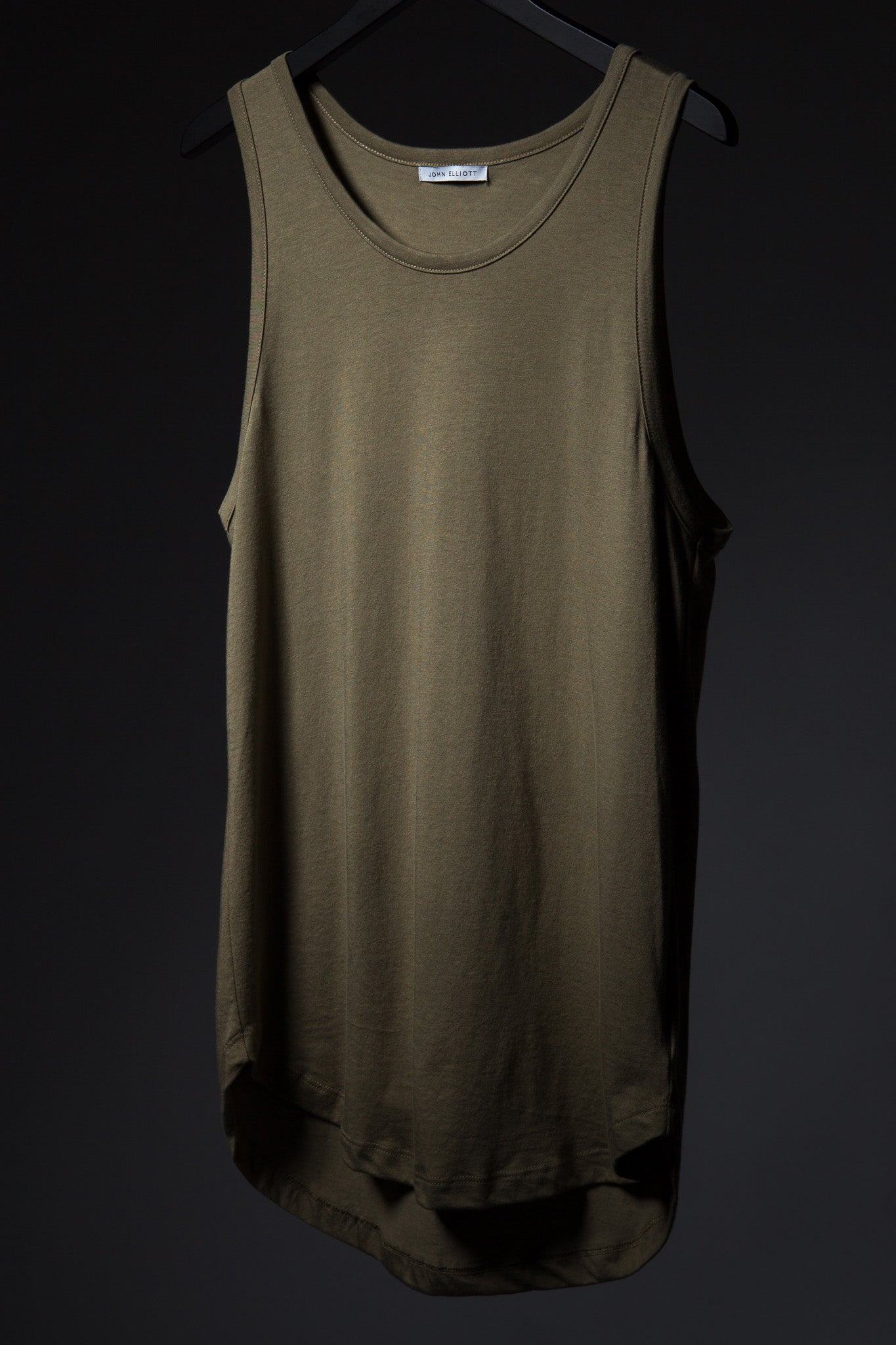 John Elliott SS16: Sage Curve Hem Tank Hanger Front