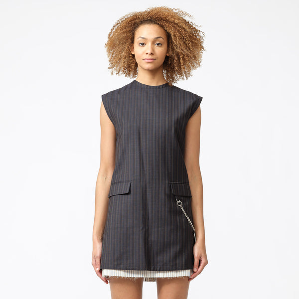 navy pinstripe dress