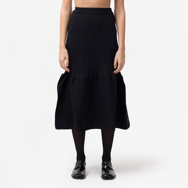 Fluted Midi Skirt in Black