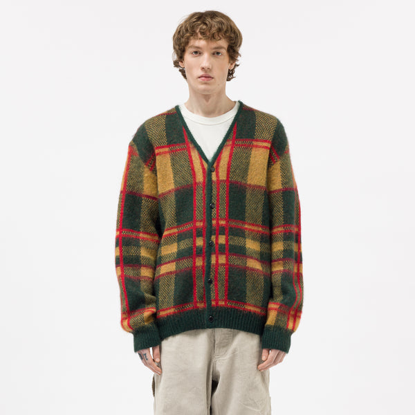 Tartan Mohair Cardigan in Green