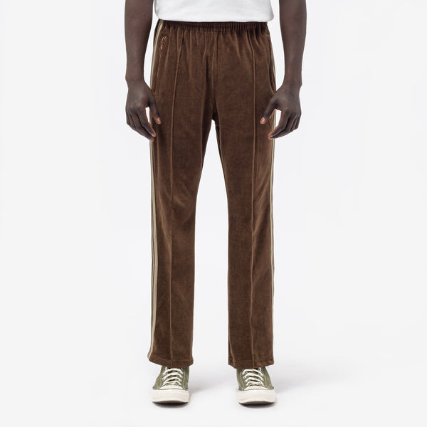 Needles - Men's Velour Narrow Track Pants in Brown - Notre