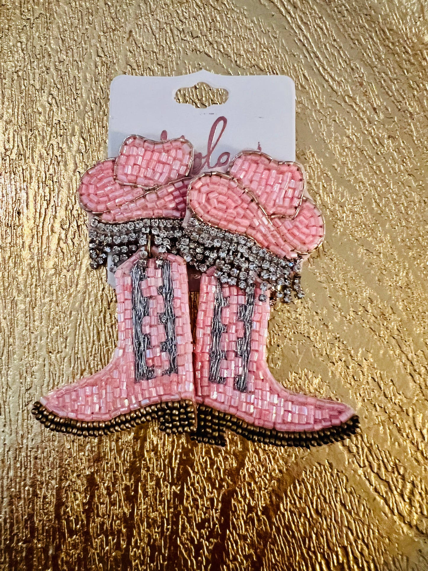 Cowgirl Hat & Boots Beaded Dangle Earrings