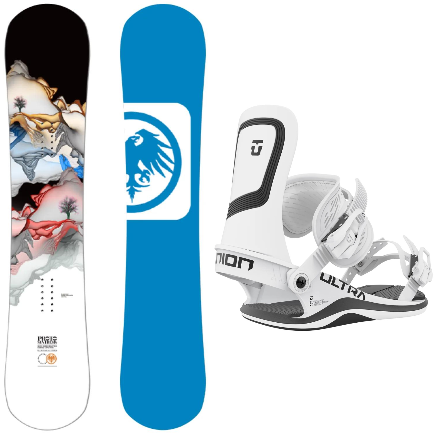 2023 Never Synthesis Snowboard + Ultra Bindings